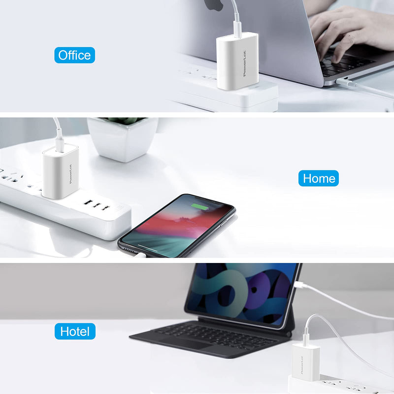 [Australia - AusPower] - USB C Wall Charger, PowerLot[3 Pack] PD 20W USB C Power Adapter Compact USB C Fast Charger Block for iPhone 12,12 Pro,12 Pro Max,12 Mini, iPhone 13 Pro Max,13 Mini, iPad Pro, iPad Air 4, iPad Mini 6 3PACK-WHITE 