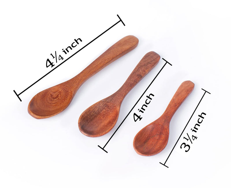 [Australia - AusPower] - Tiny Acacia Wood Nesting Square Set 3 Serving Bowl 3¾”, 2¾”, 2⅛” Small 3 Wooden Spoon Mix size Stackable little Dish for Prep Salt Pepper Mustard Wasabi Dip sauce Salsa Nut Tableware Wooden Nest Bowl 
