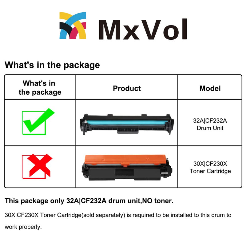 [Australia - AusPower] - MxVol Compatible Drum Unit Replacement for HP 32A CF232A Drum Yields Up to 23,000 Pages use for HP Laserjet Pro M148dw M203dw M227fdw M118dw M148fdw M227fdn Printer, 1-Pack 