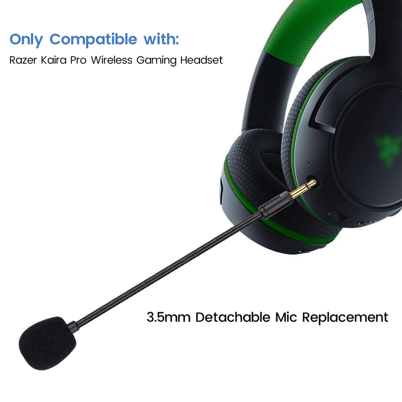 [Australia - AusPower] - Kaira Pro Mic Replacement for Razer Kaira Pro Wireless Gaming Headset, 3.5mm Detachable Noise Cancelling Microphone Boom for Xbox One, PS4, PS5, PC 
