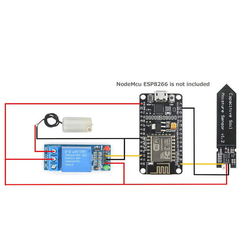 [Australia - AusPower] - WayinTop Automatic Irrigation DIY Kit Self Watering System with Capacitive Soil Moisture Sensor 1 Channel 5V Relay Module and Water Pump + 1M Vinyl Tubing for Garden Plant Flower Herb Potted 