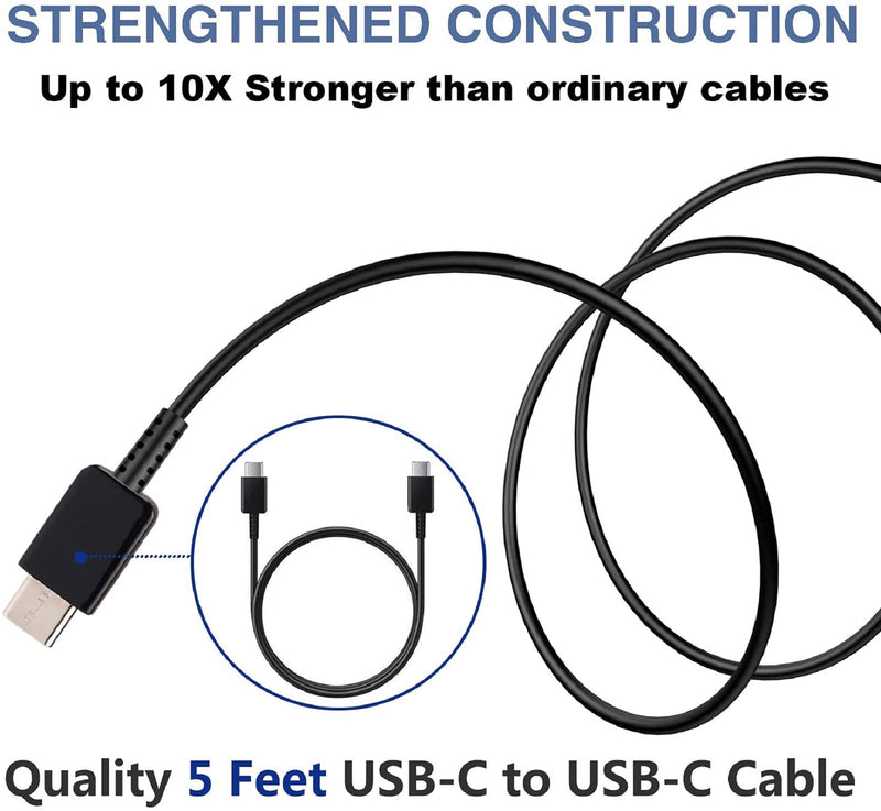[Australia - AusPower] - USB C Charger, 25W PD Type C Fast Charger and 5FT USB C to C Charging Cable Compatible with Samsung Galaxy S21 Ultra/S21 Plus/S21 5G/S20/S20 Plus/S20 Ultra/Note 10/Note 20/S10 5G/S10 E/S9 Plus/S8 Plus 