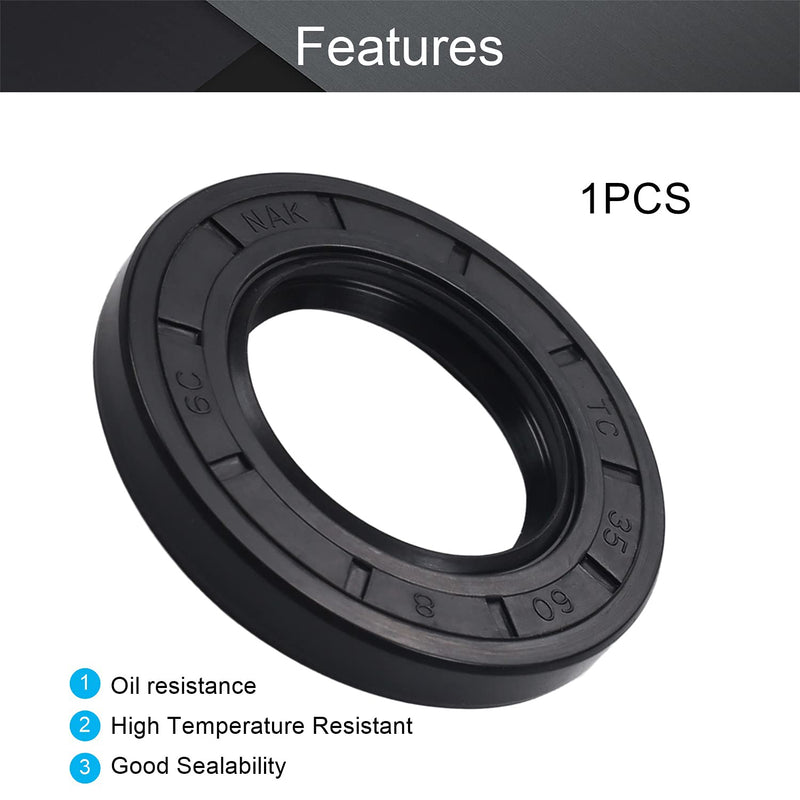 [Australia - AusPower] - Othmro 1Pcs Shaft Oil Seal,35x60x8mm Nitrile Rubber Cover Double Lip with Spring for Bearing Shaft,Black 35mmx60mmx8mm 