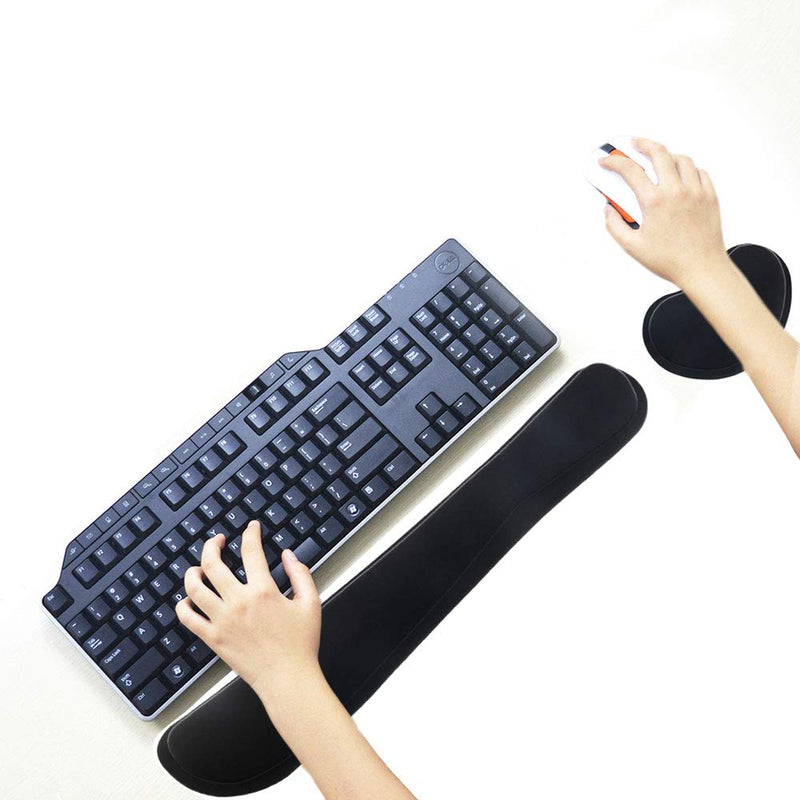 [Australia - AusPower] - Wrist Rest for Computer Keyboard and Mouse Pad Support Memory Foam Set Easy Typing and Wrist Pain Relief Ergonomic Lightweight Anti-Skid Wrist Cushion for Office Gaming Laptop Mac (Black) Black 
