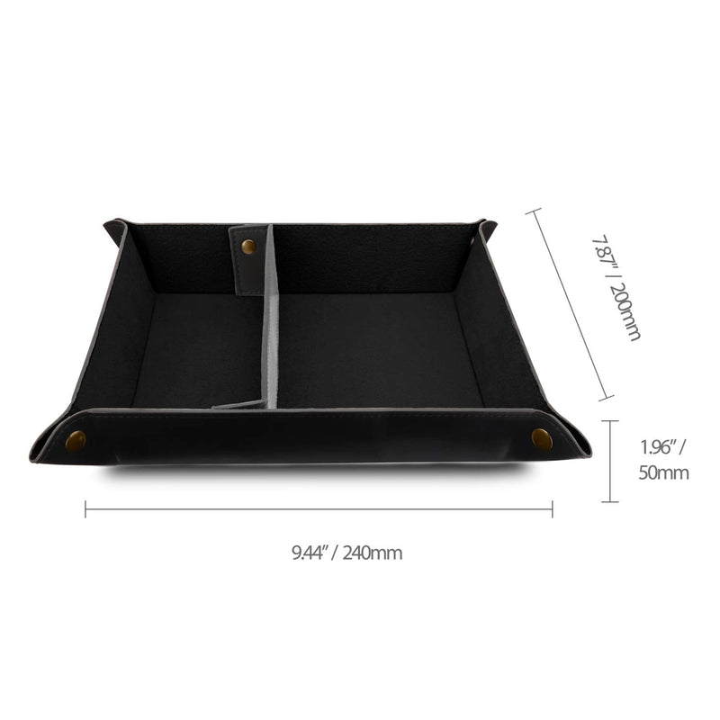[Australia - AusPower] - Londo Leather Tray Organizer - Practical Storage Box for Wallets, Watches, Keys, Coins, Cell Phones and Office Equipment Black Lining 