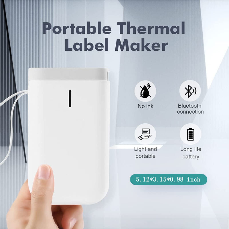[Australia - AusPower] - Mini Bluetooth Label Maker Machine, Niimbot D11 Portable Wireless Label Printer, with 1 Rolls Tape (White) white 