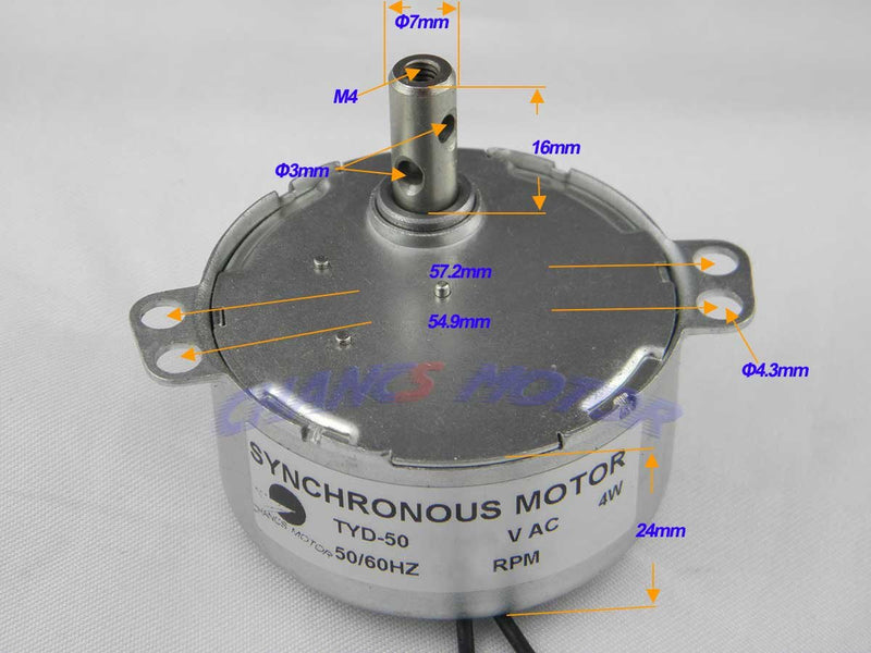 [Australia - AusPower] - TYD-50 Synchronous Synchro Motor 110V AC 24RPM CW/CCW 4W Torque 1.2Kg.cm Gear Motor 