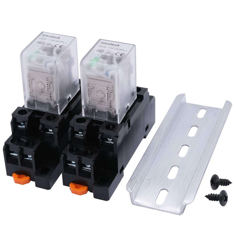 [Australia - AusPower] - mxuteuk 2pcs JQX-13FL AC 110V/120V Coil 8 Pin 10A DPDT LED Indicator Electromagnetic Power Relay, with Base, with DIN Rail Slotted Aluminum 8Pin-10A 