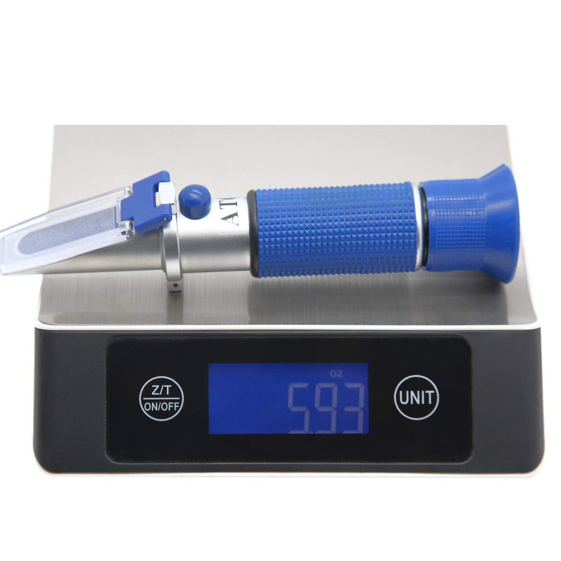 [Australia - AusPower] - AMTAST Handheld Beer Refractometer Brix Refractometer Wine Refractometer Tester ATC Dual Scale-Brix 0-32% Specific Gravity 1.000-1.120, Made of Copper (Not Cheap Aluminum) 