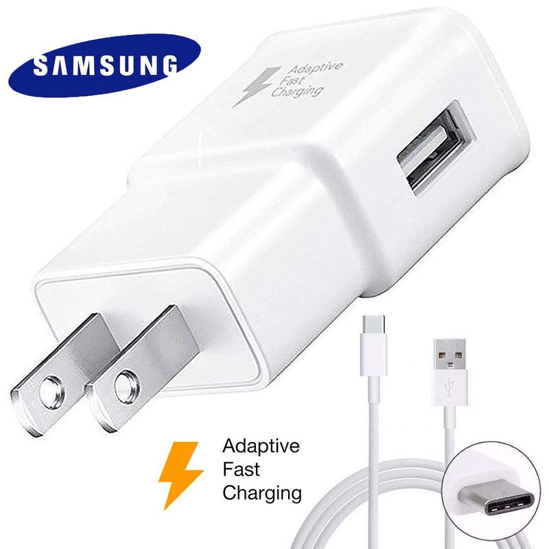 [Australia - AusPower] - Samsung Fast Adaptive Wall Adapter Charger for Galaxy S10 Lite S9 Plus Note 9 S8 Note 8 EP-TA20JBE - 4 Foot Type C/USB-C Cable and OTG Adapter - White 