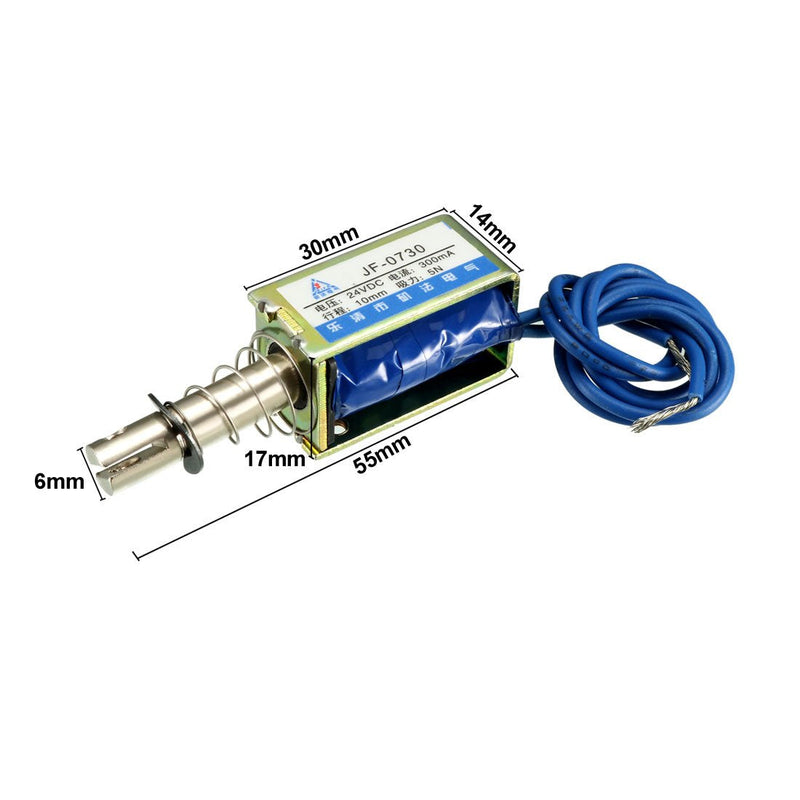 [Australia - AusPower] - uxcell Linear Motion Solenoid Electromagnet JF-0730 DC 24V 300mA 7.2W 5N 10mm Stroke Pull 