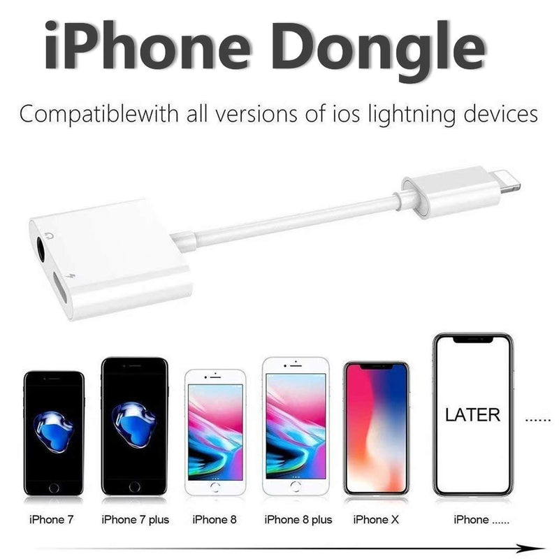 [Australia - AusPower] - Headphone Adapter for iPhone, [Apple MFi Certified] 2 in 1 Lightning to 3.5mm Headphone and Charger Jack Adapter AUX Audio Dongle Compatible with iPhone 13 12 11 11 Pro XS XR X 8 7 6 iPad iPod 