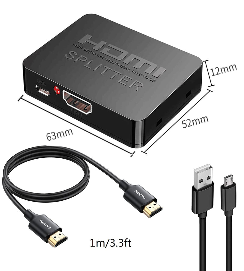 [Australia - AusPower] - JUEJUEZI HDMI Splitter 1 in 2 Out 4K@60Hz with HDMI Cable, HDMI Splitter for Dual Monitors/Displays TV, with Audio Video, for Laptop, TV Box, Support HDMI2.0b, HDCP2.2 