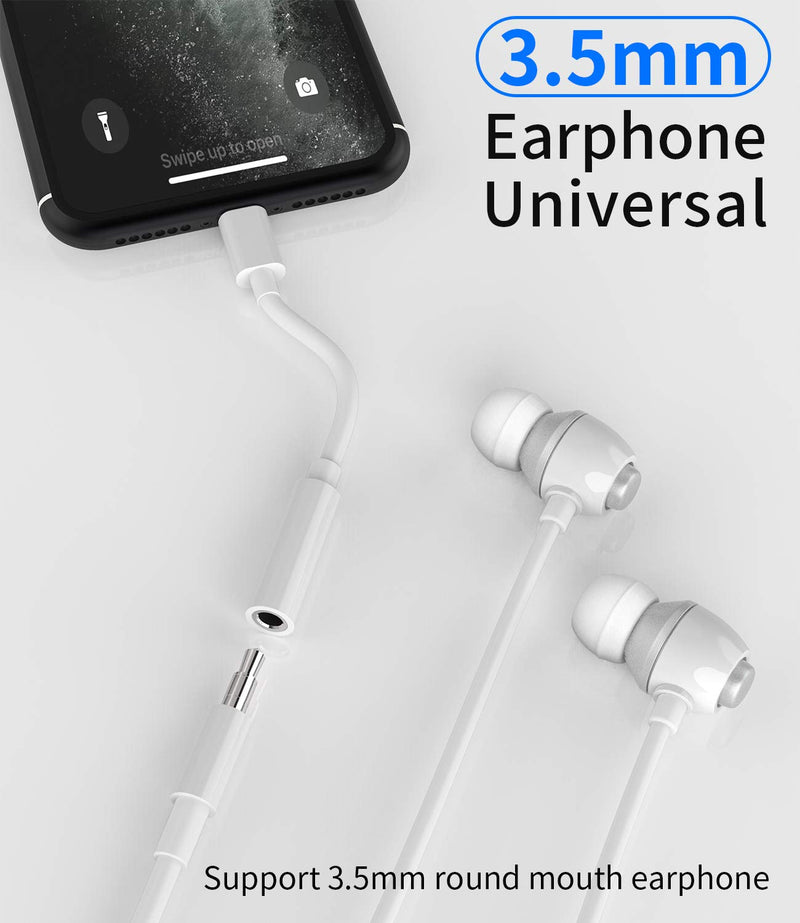 [Australia - AusPower] - 2Pack,Headphone Adapter Dongle to 3.5 mm Jack Earphone Audio Aux Connector for iPhone 12/11/XS/X/8/7/pro/xr/SE/MAX/PLUS Support All iOS Lightning Compatible with iPad Car Music Accessories Headset 