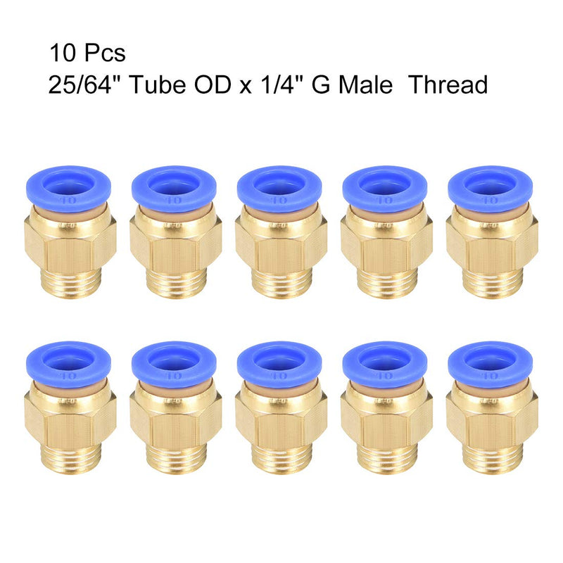 [Australia - AusPower] - uxcell Straight Pneumatic Push to Quick Connect Fittings G1/4 Male x 10mm Tube OD 10pcs 