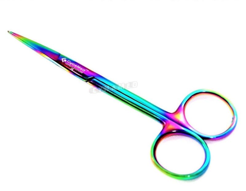 [Australia - AusPower] - German Iris Scissors 4.50" Straight Multicolor Surgical Dental Veterinary Instruments Cynamed 