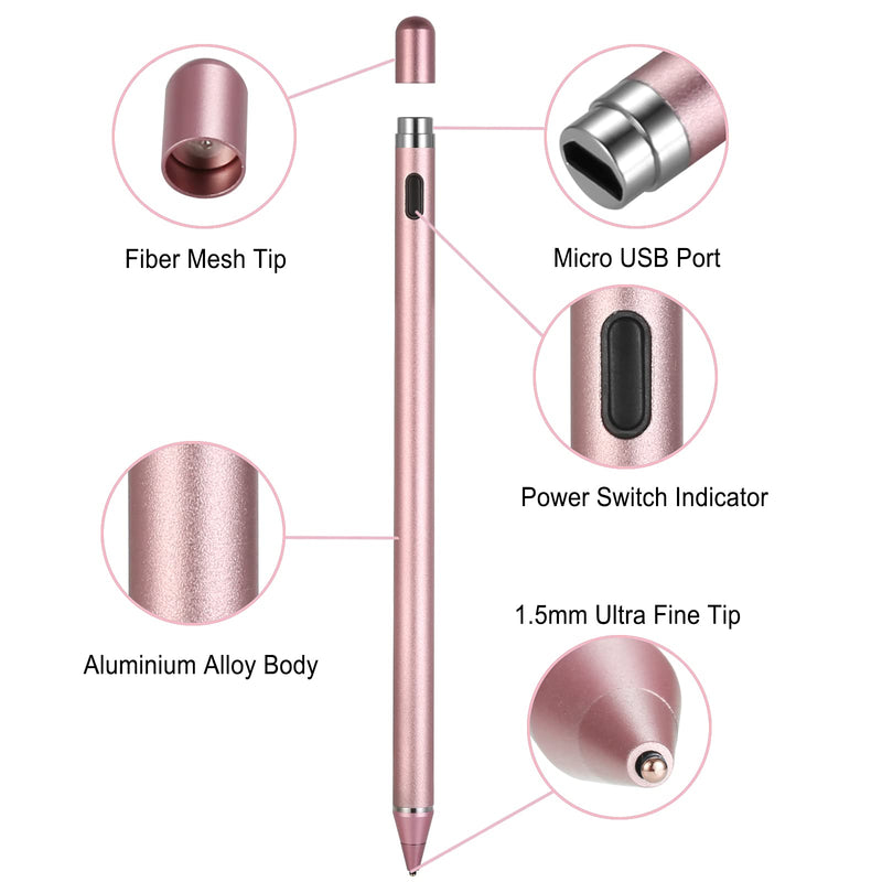 [Australia - AusPower] - Active Stylus Pens for Touch Screens,Compatible for Apple iPhone iPad Android Phone &Tablets, for Drawing and Handwriting on Touch Screen Smartphones & Tablets (Pink) Pink 