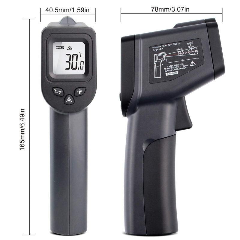 [Australia - AusPower] - Kaemeasu Digital Infrared Thermometer -58℉-1022℉ (-50℃ to 550℃) High Precision Handheld Non-Contact Electronic Thermometer Pyrometer IR Laser Point Gun KM-550 