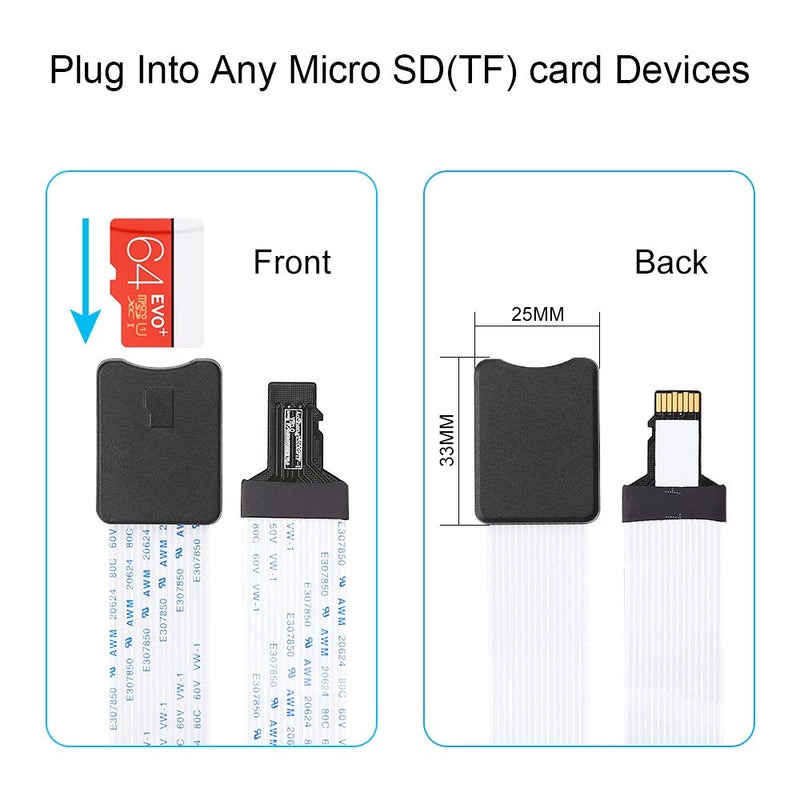 [Australia - AusPower] - Micro SD to Micro SD (TF to TF) Card Extension Cable, Electop TF Card Reader Adapter Flexible Extender SanDisk/MicroSDHC Compatible with GPS,3D Printer,Raspberry Pi,TV,DVD,SDXC（TF to TF） 