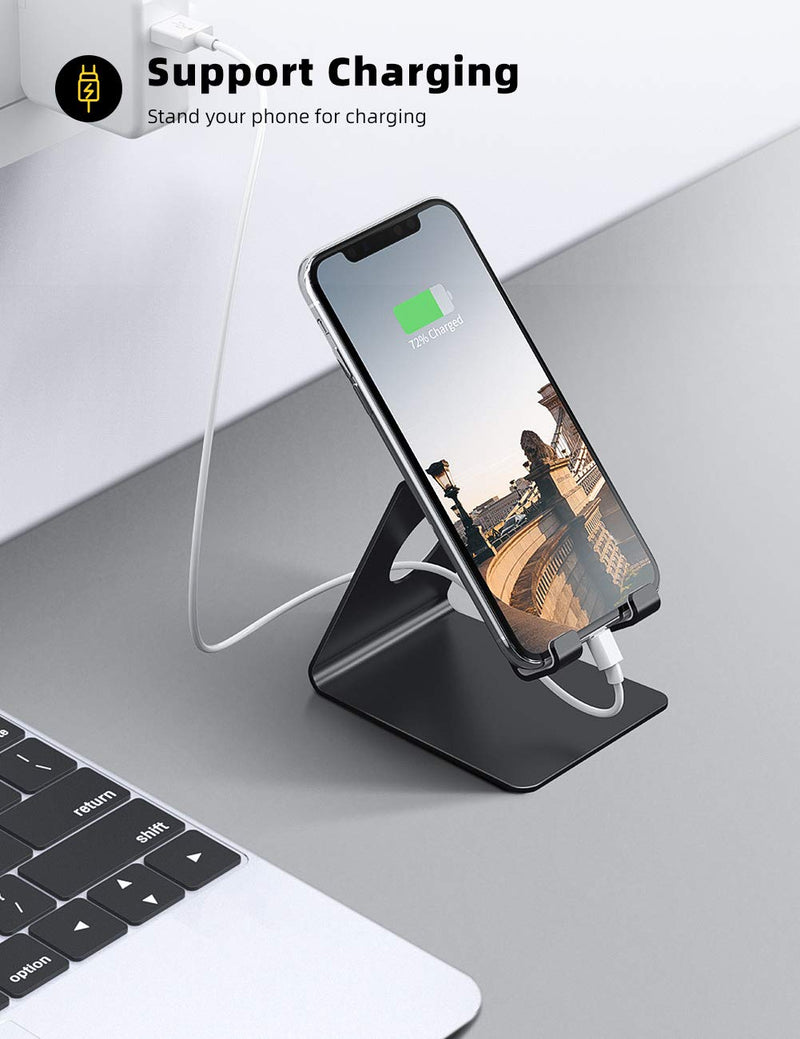 [Australia - AusPower] - Lamicall Cell Phone Stand, Phone Dock: Cradle, Holder, Stand for Office Desk - Black 1-Black 