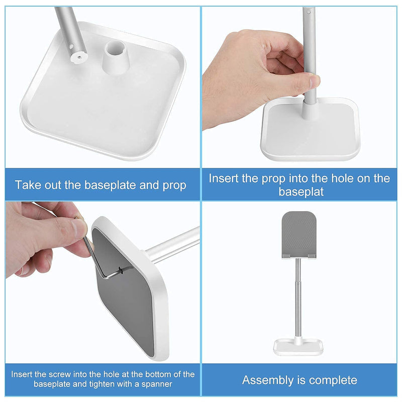 [Australia - AusPower] - Cell Phone Stand,Height Angle Adjustable Desk iPhone Tall Stand,Hearsky Thick Case Friendly Phone Stand,Smartphone Holder Stand with Storage Base,Compatible All Mobile Phones,Switch,iPad,Tablet-White Upright White 
