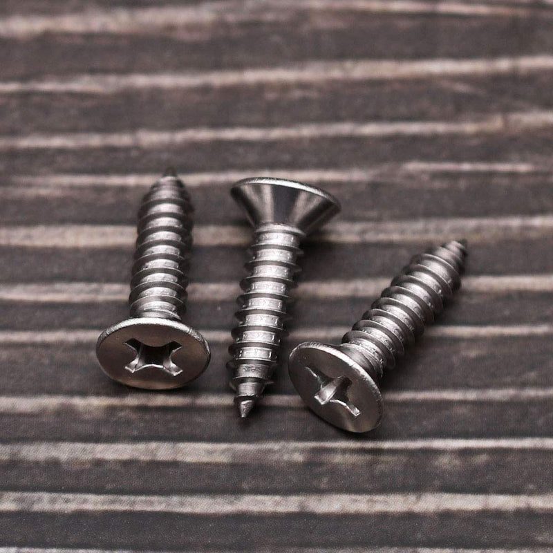 [Australia - AusPower] - #8 x 1/2" Flat Head Sheet Metal Screws Phillips Drive Wood Screws, 304 Stainless Steel 18-8, Self Tapping, Pack of 100 #8 x 1/2" (100 pcs) 