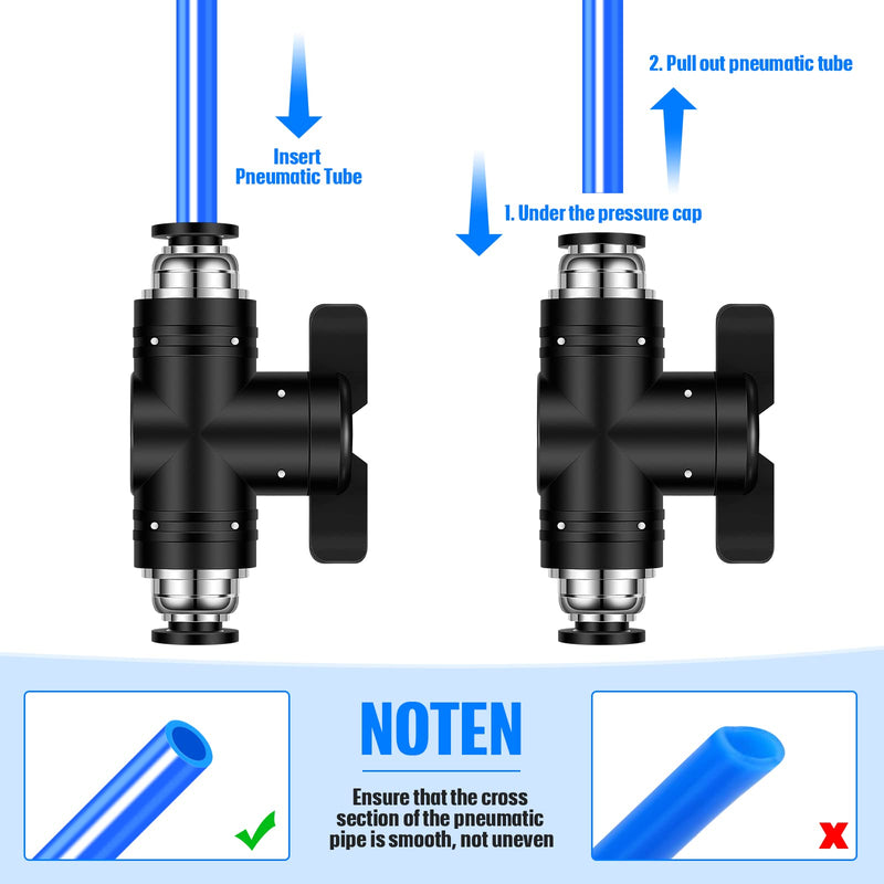 [Australia - AusPower] - 5 Pieces Pneumatic Ball Valve Push to Connect Fittings Ball Valve PVC Air Flow Control Valve Air Fittings Straight Quick Connect Union Air Quick Connect Air Hose Fittings (1/4" x 1/4" OD) 1/4" x 1/4" OD 