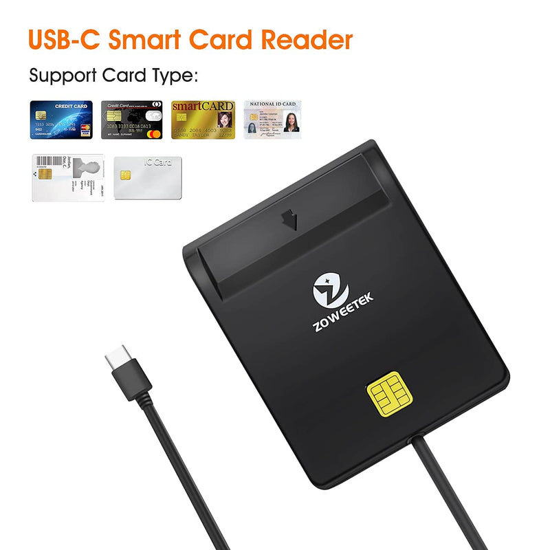 [Australia - AusPower] - ZOWEETEK Type C CAC Reader, Smart CAC Card Reader USB C for DOD Military Common Access CAC, Compatible with Windows, Mac OS 