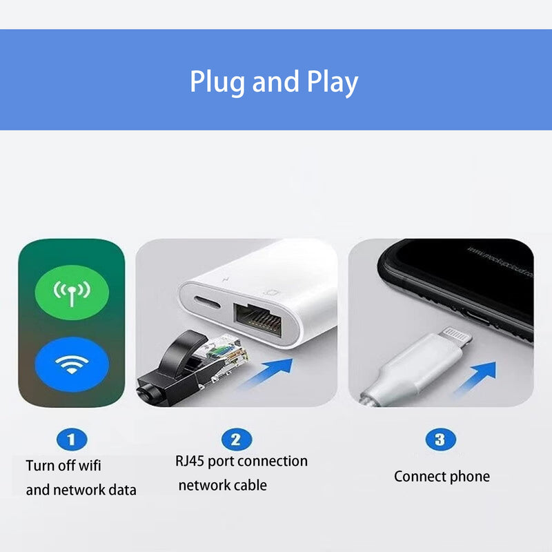 [Australia - AusPower] - [Apple MFi Certified] Lightning to RJ45 Ethernet Adapter, 2 in 1 Ethernet LAN Network Adapter with Charge Port Compatible with iPhone 14 13 12 11/iPad,100Mbps,Plug and Play, Support All iOS 