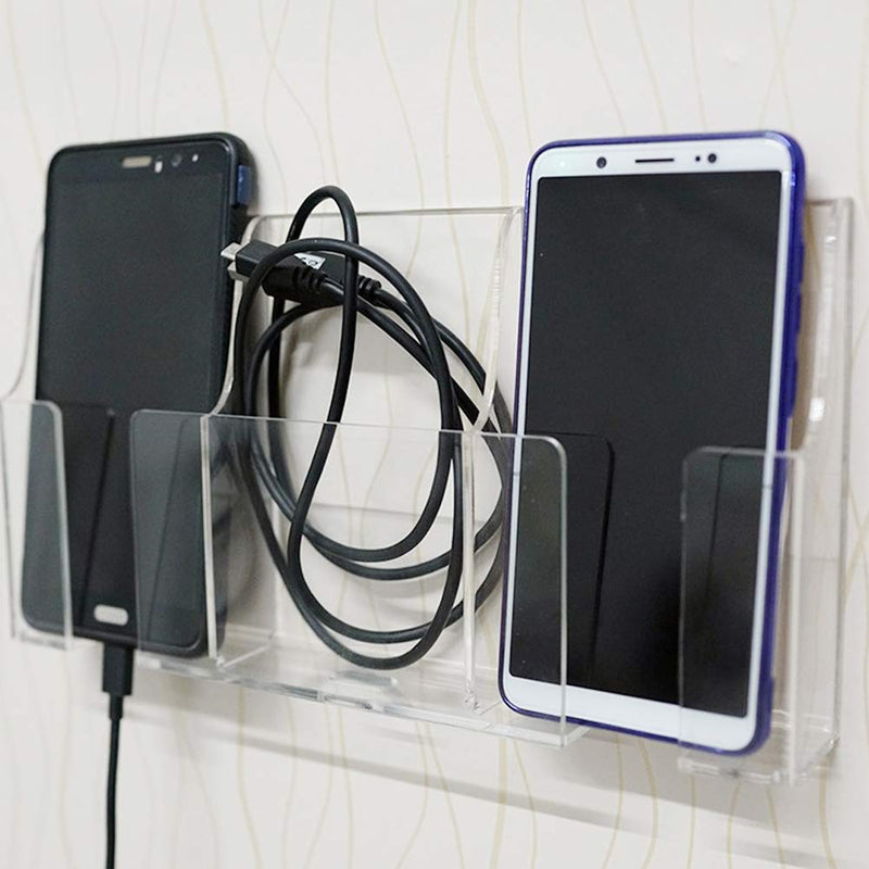 [Australia - AusPower] - Zmmyr Media Organizer Storage Box Acrylic Transparent Wall Mount Mobile Phone Holder Remote Control (Three Grid) Three Grid 
