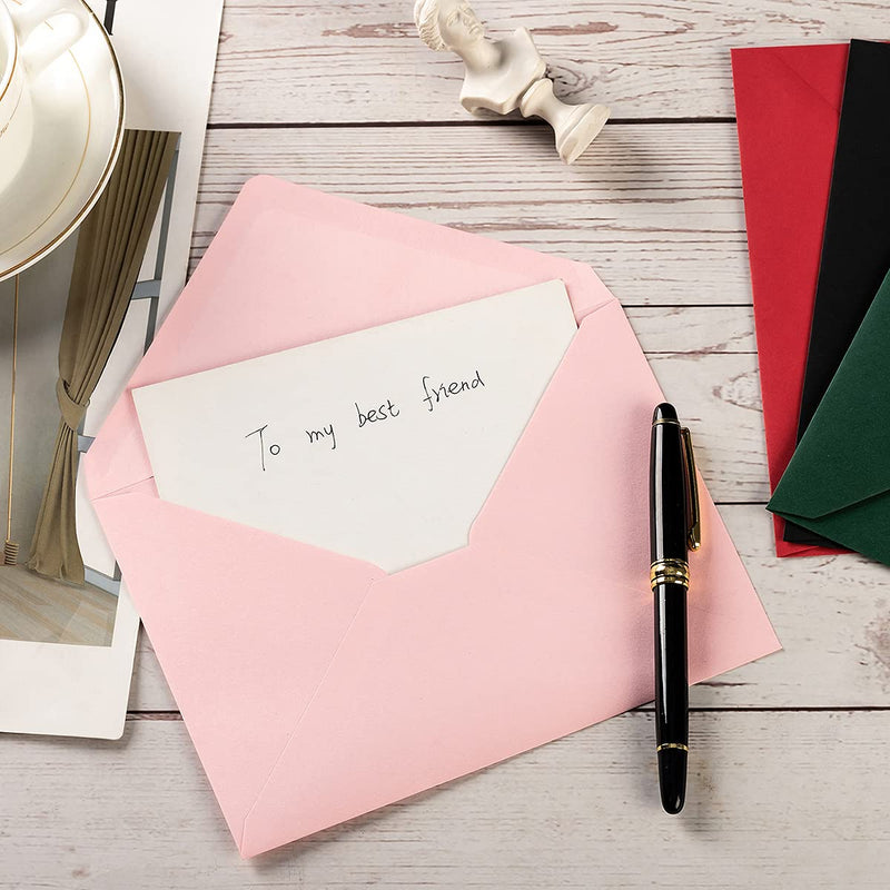 [Australia - AusPower] - 50 Pack A7 Colorful 5x7 Envelopes V Flap Invitation Envelopes for 5x7 Cards, Birthday, Weddings, Graduations, Greeting Cards, Baby Shower 5.24 x 7.24 Inches (Black) Black 