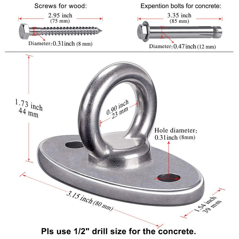 [Australia - AusPower] - SELEWARE 2800 lb Capacity Wall Ceiling Mount Bracket for Suspension Strap Trainer, Suspension Kit for Yoga Swing, Hanging Hardware for Battle Ropes, Woss Suspension, Olympic Rings, Gym Accessories 