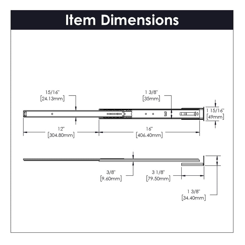 [Australia - AusPower] - Hickory Hardware P1029/16-2C 16-Inch Center Mount Drawer Slide, Cadmium 