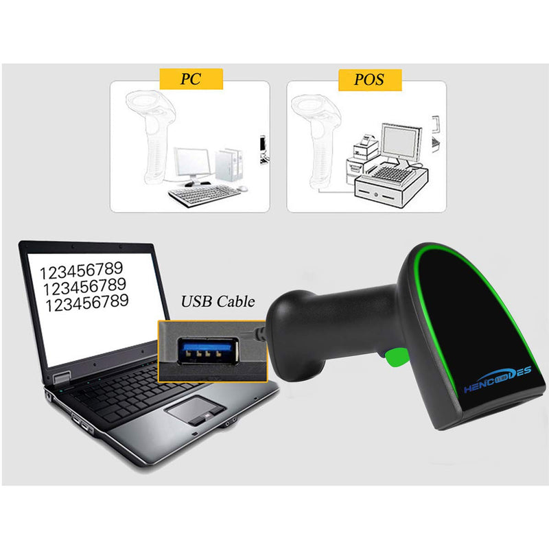 [Australia - AusPower] - HENCODES Handheld 1D Barcodes Scanner,2D QR Code Reader Wired USB Cable for Supermarket/Retails POS System HC-1919 Model 