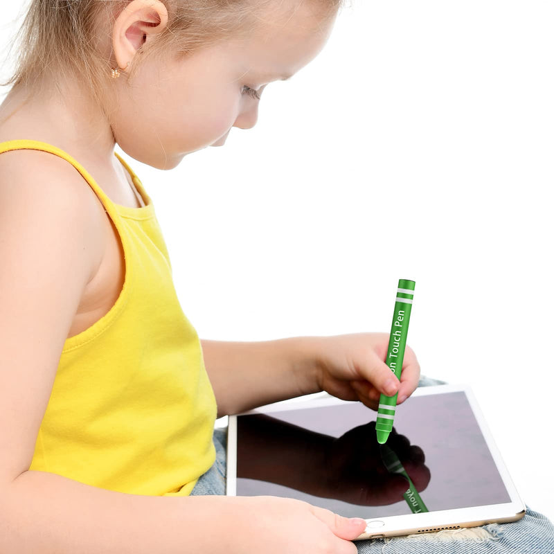 [Australia - AusPower] - 12 Pcs Kids Stylus Pen, Fun Crayon Stylus for Touchscreen Tablets, Kids Edition Tablet Crayon Stylus for Children, Compatible with Smartphones Phone Drawing Anti Scratch 
