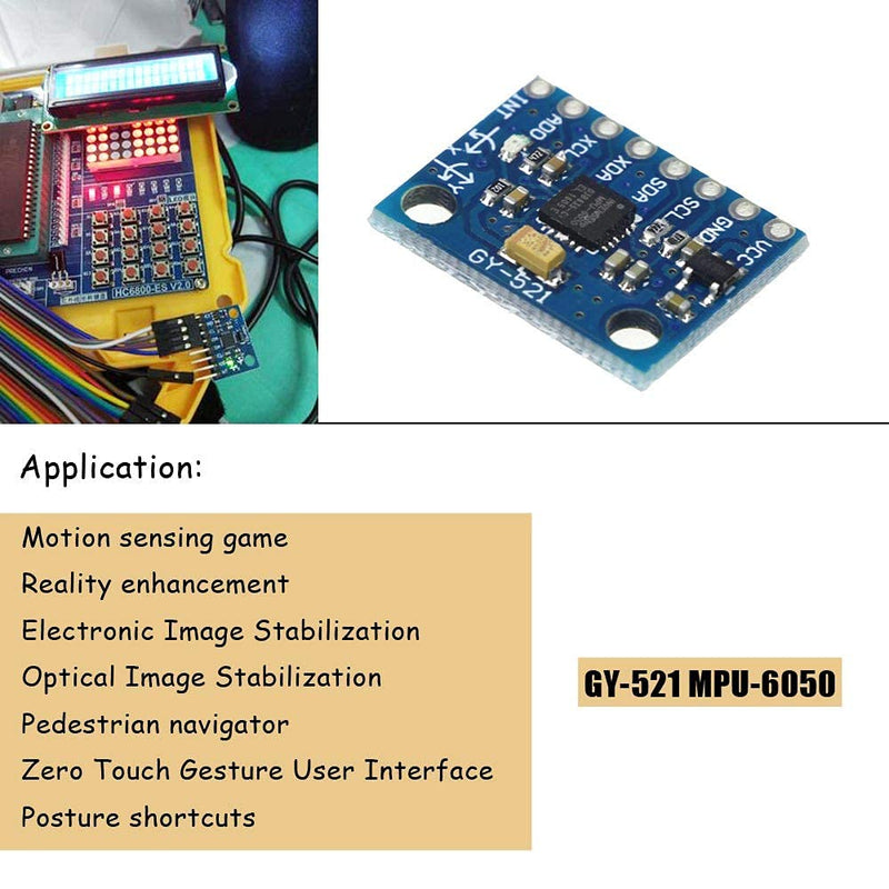 [Australia - AusPower] - Ximimark 2Pcs GY-521 MPU-6050 Module 3 Axis Accelerometer 6 DOF Gyroscope Sensor Module 16 Bit AD Converter Data Output IIC 3-5v For Arduino 