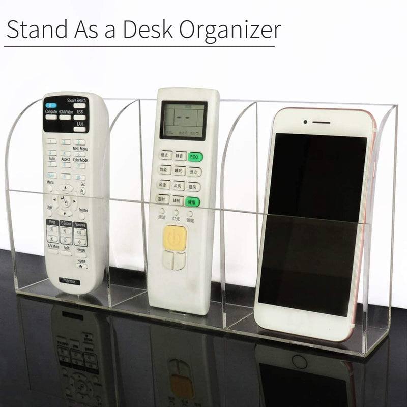 [Australia - AusPower] - Pansyling Large Acrylic 3-Slot Wall Mounted Smart Phone Charging Holder Station Clear Hanging TV Remote Control Holder Organizer Acrylic Wall Pocket Container Bedside Nightstand Clear Phone Charging Stand Caddy Media Organizer Box 3-Slot Phone Holder 