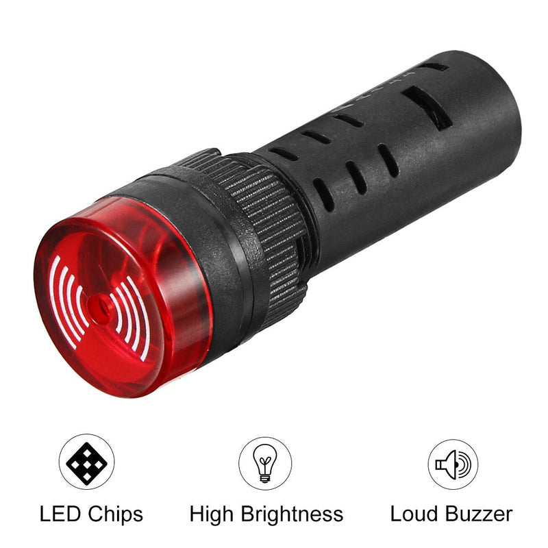 [Australia - AusPower] - uxcell 3Pcs Red Indicator Light with Buzzer AC/DC 24V, 16mm Panel Mount Flashing Alarm, for Electrical Control Panel, HVAC, DIY Projects 