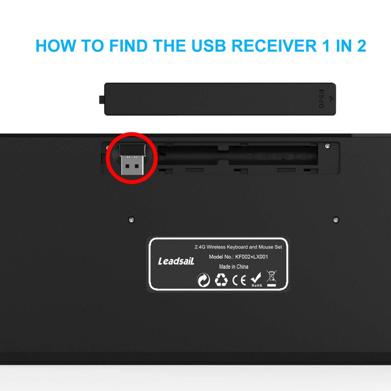 [Australia - AusPower] - LeadsaiL Wireless Keyboard and Mouse, Wireless Mouse and Keyboard Combo, Cordless USB Computer Keyboard and Mouse Set, Ergonomic, Silent, Compact Slim for Windows Laptop, Apple, iMac, Desktop, PC Black-Square Cap 