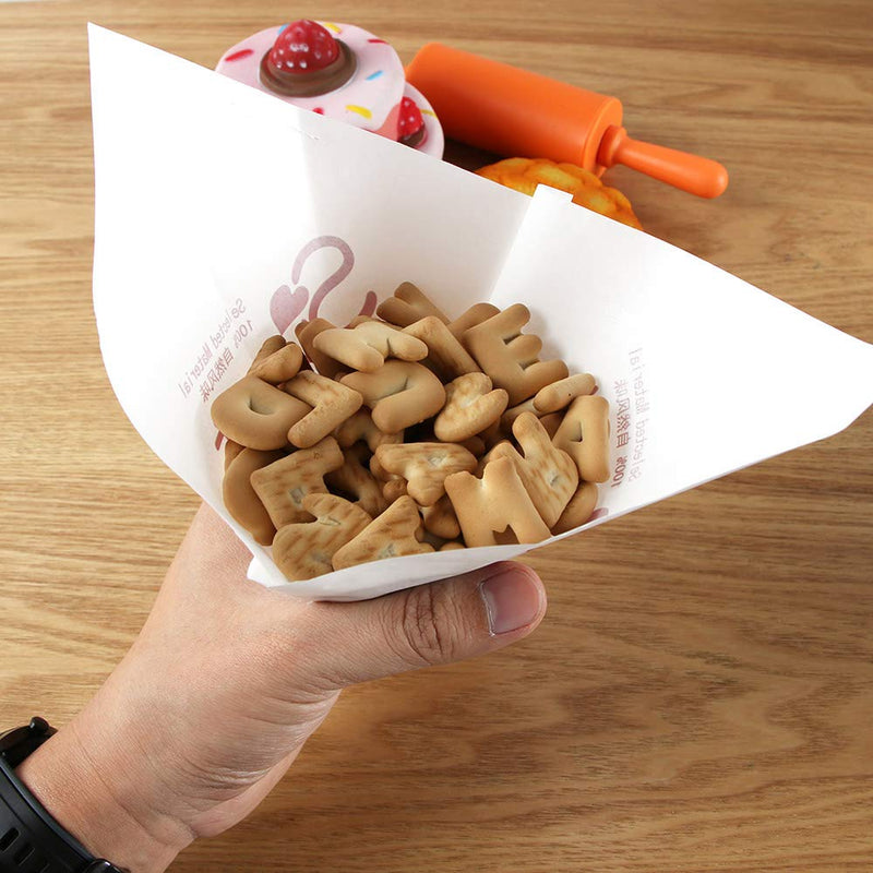 [Australia - AusPower] - ISKYBOB 100 Sheets Disposable Deli Wrappers Double Open Pretzel Bags Oilproof Food Tissue Paper Sandwich Donut Puff Craft Take Out Pouches for Home, Bakery, Party, Sweet 