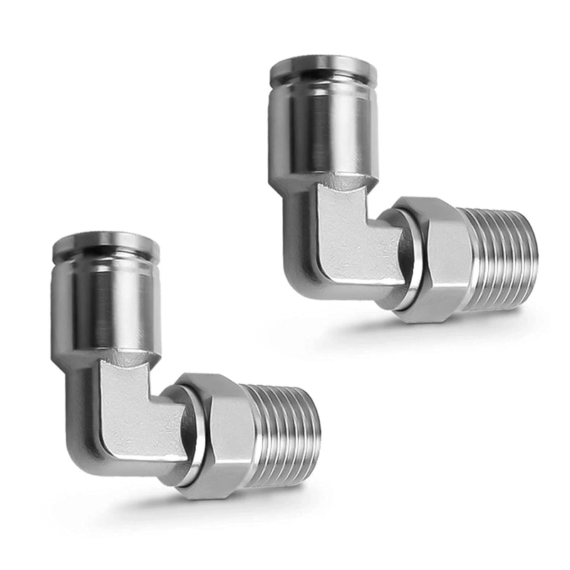 [Australia - AusPower] - Jienk 2Packs Pneumatic 304 Stainless Steel Male Elbow 1/2" Tube OD x 1/2" NPT Thread Push to Connect Air Fittings,90 Degree Quick Connector for Air Compressor Air Horn Air Bag 
