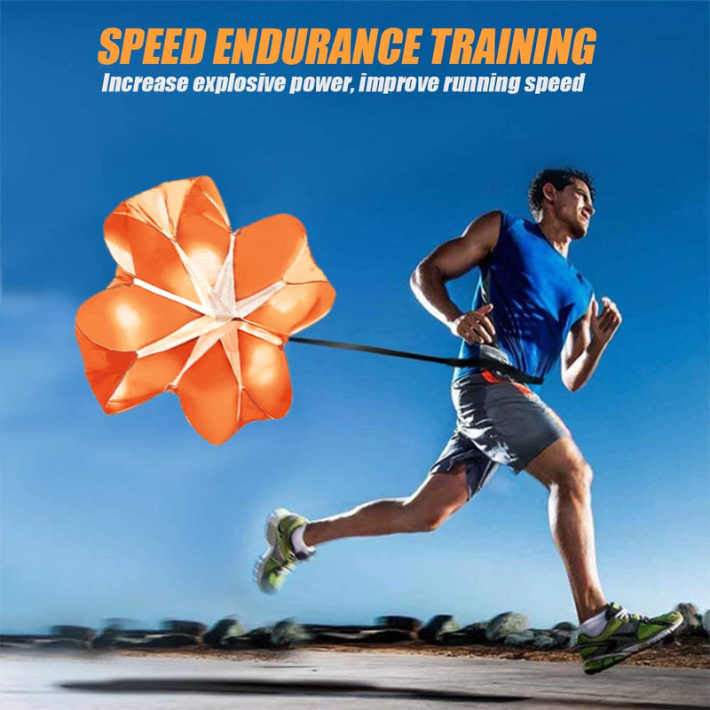 [Australia - AusPower] - QING PU2021 Running Speed Training, 56 inch Speed Drills Resistance Parachute Running Sprint Chute Soccer Football Sport Speed Training(Orange) 