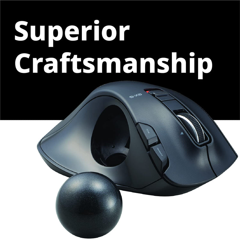 [Australia - AusPower] - ELECOM EX-G Left-Handed Trackball Mouse, 2.4GHz Wireless, Thumb Control, 6-Button Function with Smooth Tracking, Ergonomic Design, Optical Gaming Sensor, Windows11, macOS (M-XT4DRBK) 