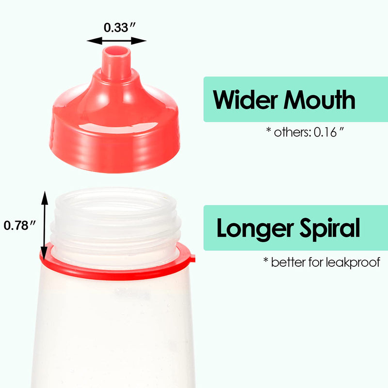 [Australia - AusPower] - oiununo Squeeze Bottles Wide Mouth - Pack of 2 Condiment Bottle Squeeze BPA free for Chunky Sauces, Resin, Crafts, Condiment Squeeze Bottles 300 mL/10 oz. (Red) Red*2 