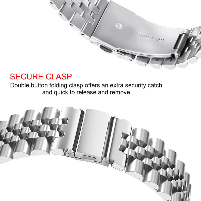 [Australia - AusPower] - V-MORO No Gaps Strap Compatible with Galaxy Watch 3 Band 45mm Silver, Solid Stainless Steel Bracelet Men Business Metal Replacement for Samsung Galaxy Watch 3 45mm Smartwatch 