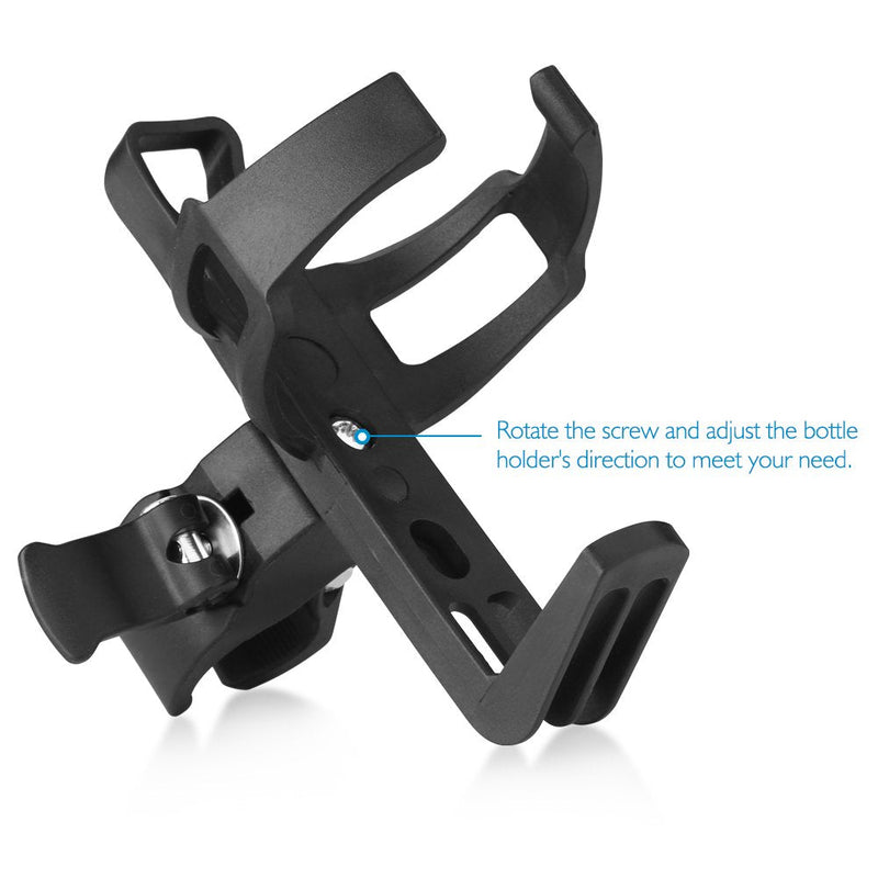 [Australia - AusPower] - Accmor Bike Water Bottle Holder No Screws, Universal Bike Cup Holder, 360 Degree Rotating Bike Water Bottle Cage, Water Bottle Holder for Bike Stroller Walker, 2 Pack Black 