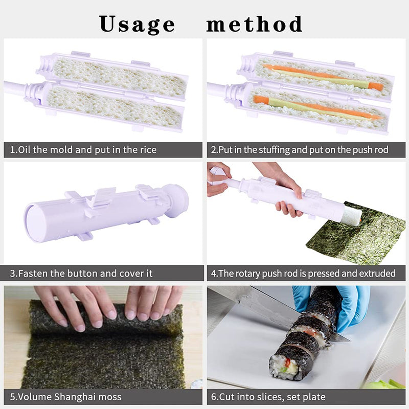 [Australia - AusPower] - URED Professional Super Space Sushi Bazooka ，Upgrade Sushi Roller Mold Food Grade Plastic， Sushi Maker Rice Vegetable Meat Diy Sushi Making Kit Machinekitchen Utensils White (white) 