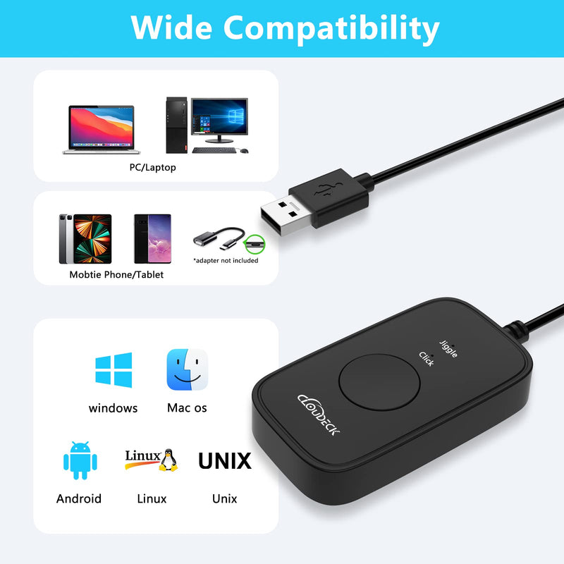 [Australia - AusPower] - Cloudeck Mouse Jiggler Undetectable, Computer USB Mouse Mover, Gaming Automatic Continuous Clicker, Mouse Assistive Click Device, Plug & Play, Simulate Mouse Pointer Movement to Prevent PC Going Sleep 
