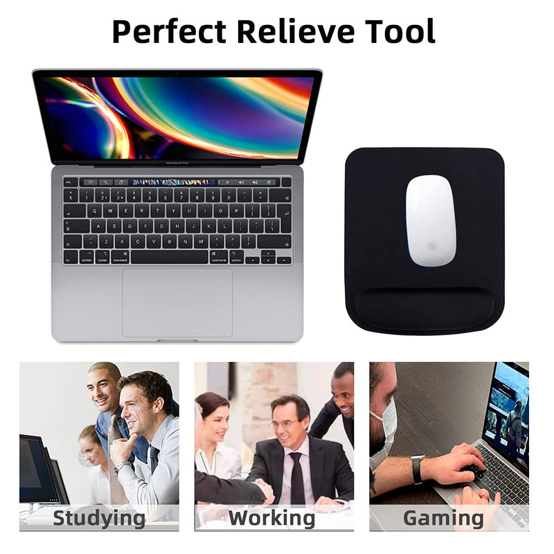 [Australia - AusPower] - WYGCH Office Desk Pad with Wrist Support,Monochrome Waterproof Leather Mouse Pad,Non-Slip Silicone Base for Computer,Laptop, Home,Office & Travel,(250*211*23mm Black) 