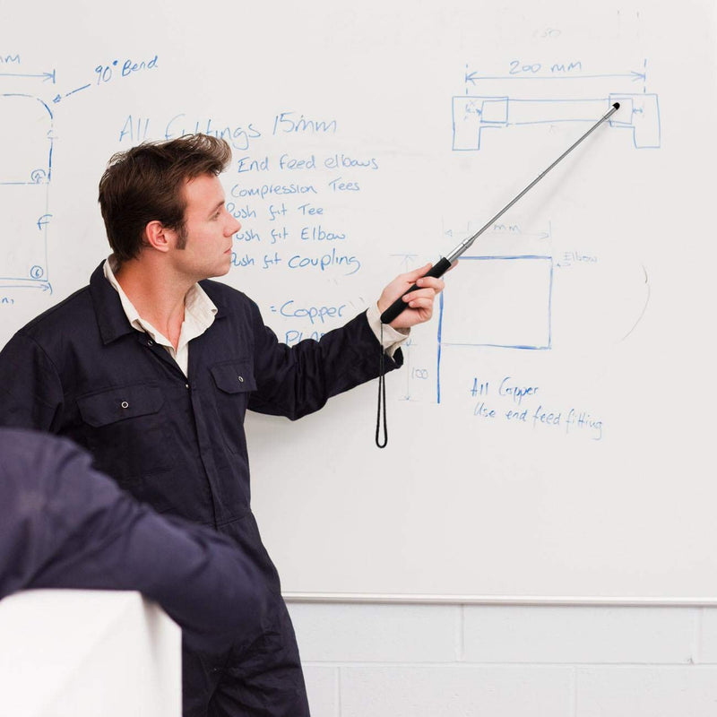 [Australia - AusPower] - Teachers Pointer Stick, Telescopic Teaching Pointer, Retractable Classroom Whiteboard Pointer Extendable for Teachers, Guides, Coach with A Lanyard & Felt Head, Extends to 39.4'' Black 